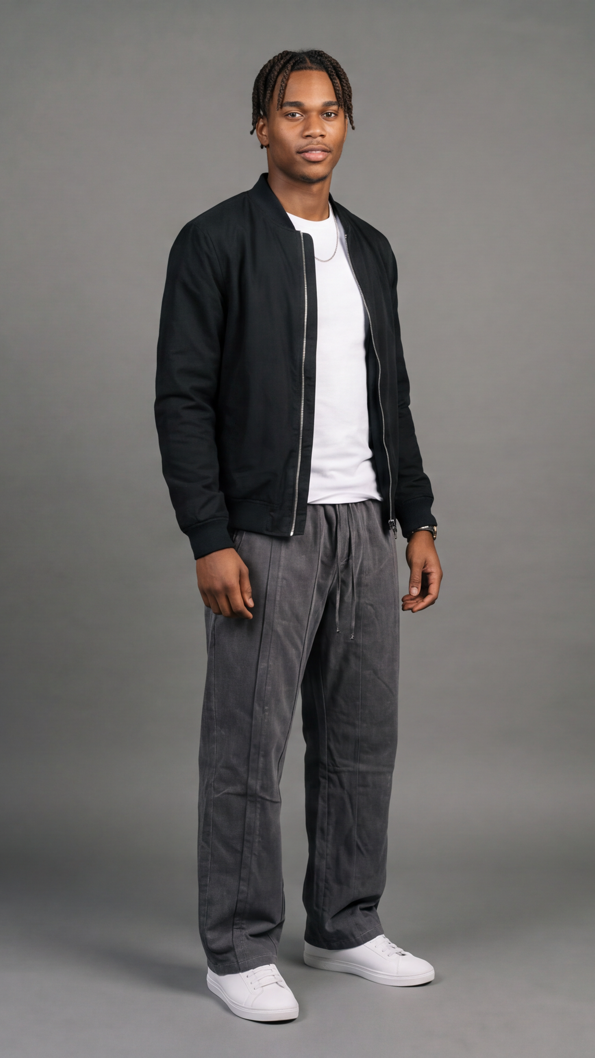 Washed Effect Pleated Trousers - side
