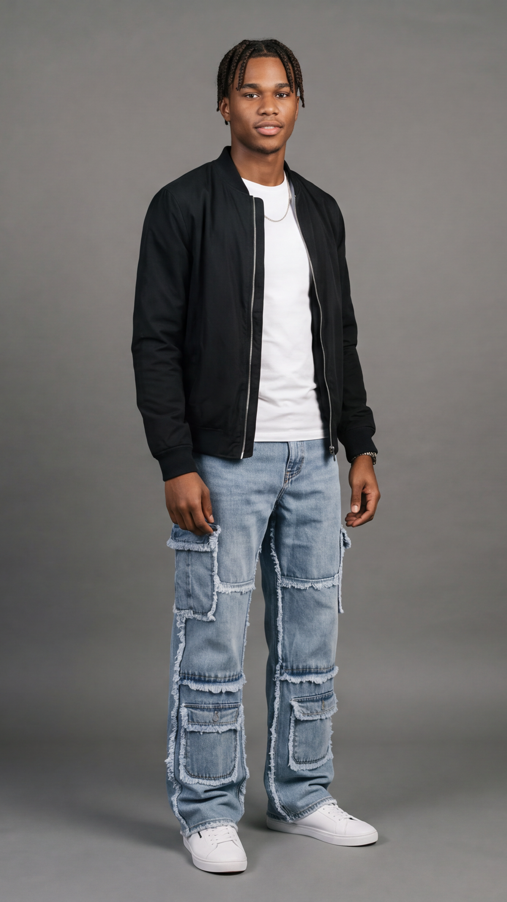 Deconstructed Multi-Pocket Cargo Jeans - side