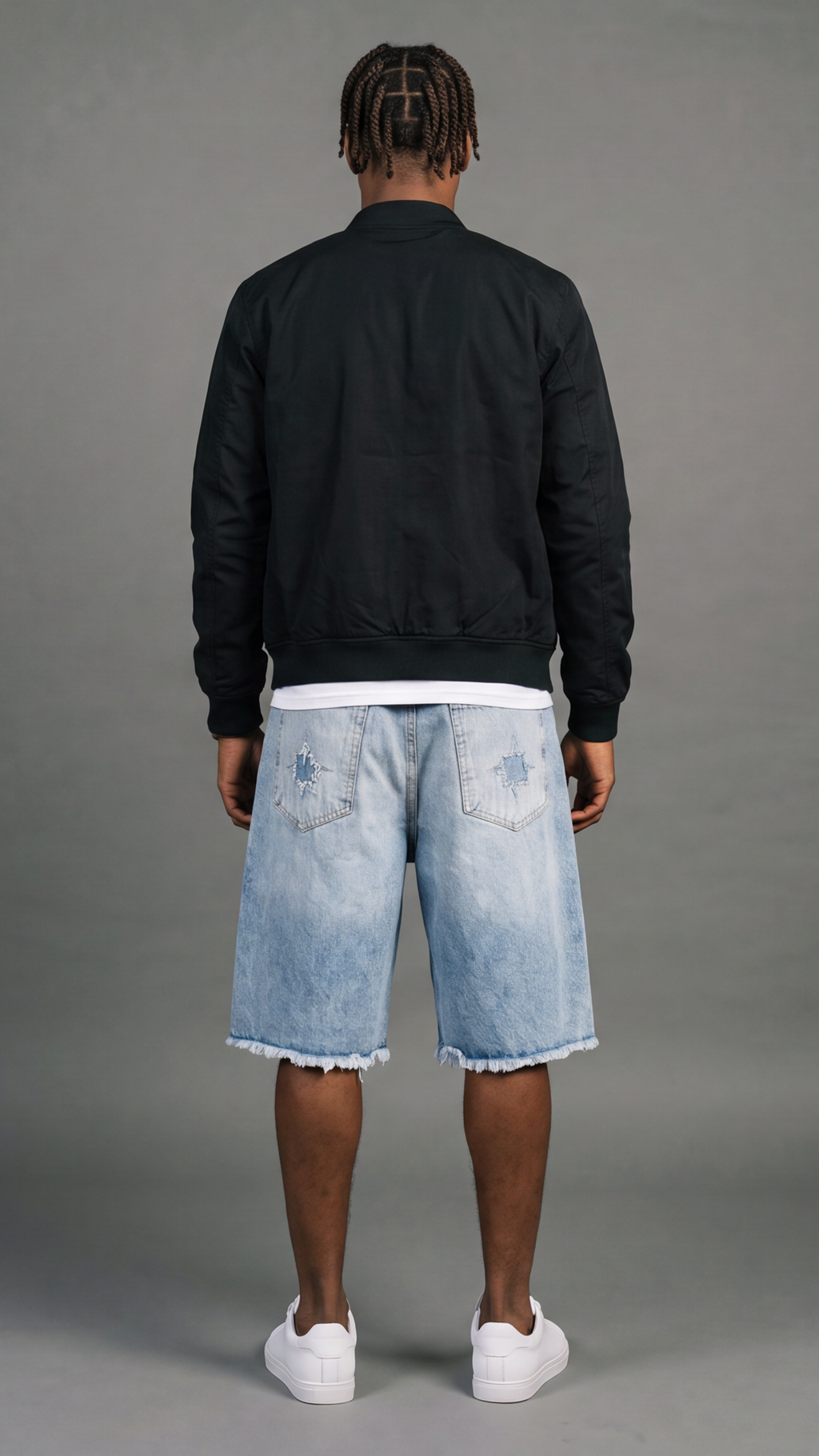 Star Patch Denim Shorts - back view