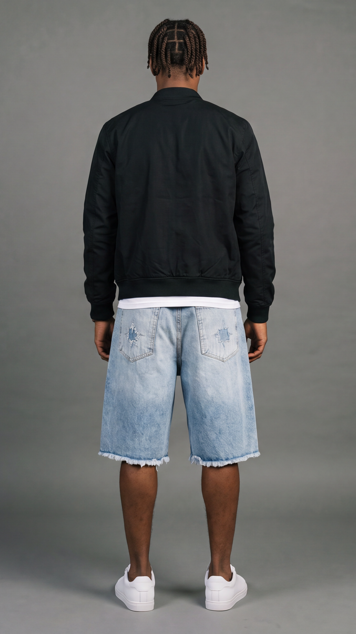 Star Patch Denim Shorts - back view