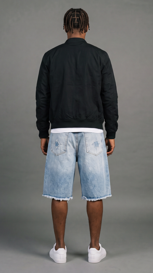 Star Patch Denim Shorts - back view