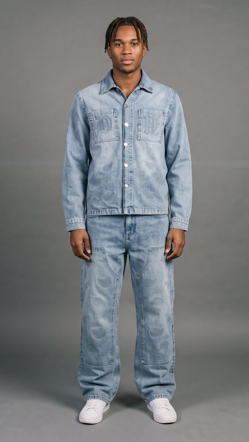 Paisley Embroidery Set - Light Blue