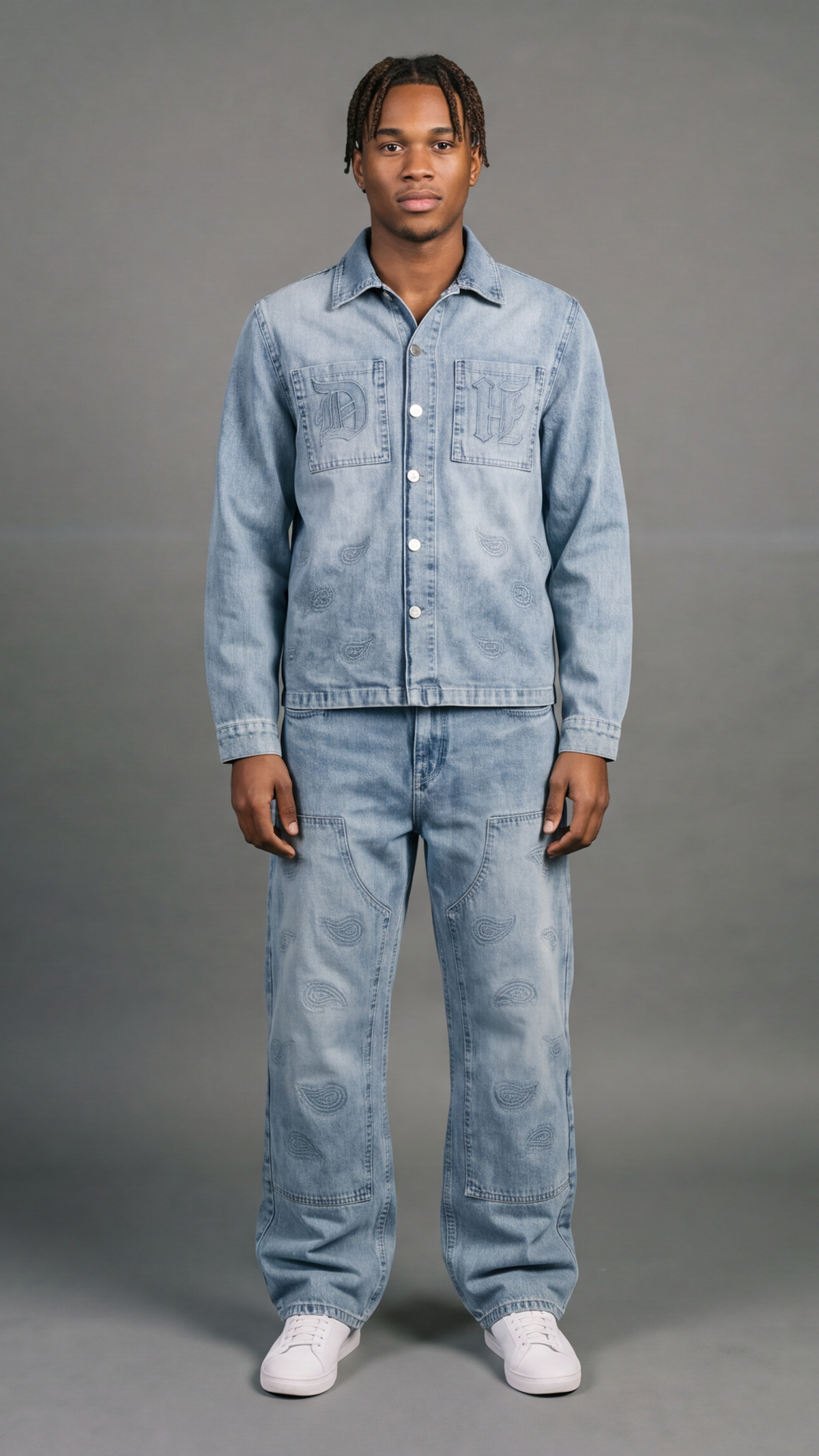Paisley Embroidery Set - Light Blue