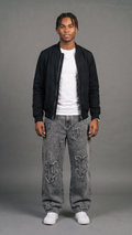 All-Over Logo Patch Jeans - Grey