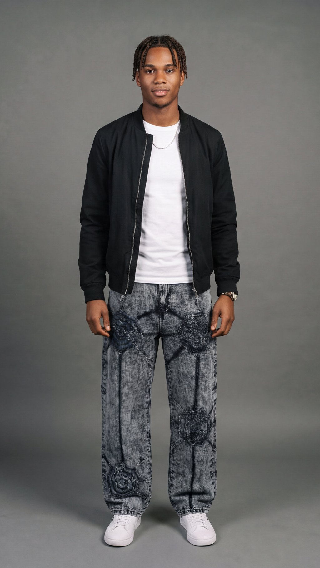 3D Roses Jeans - Dark Grey