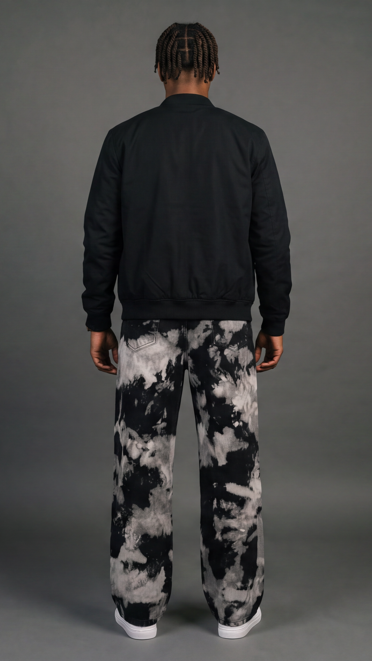 Bleached Tie-Dye Wide Leg Jeans - back