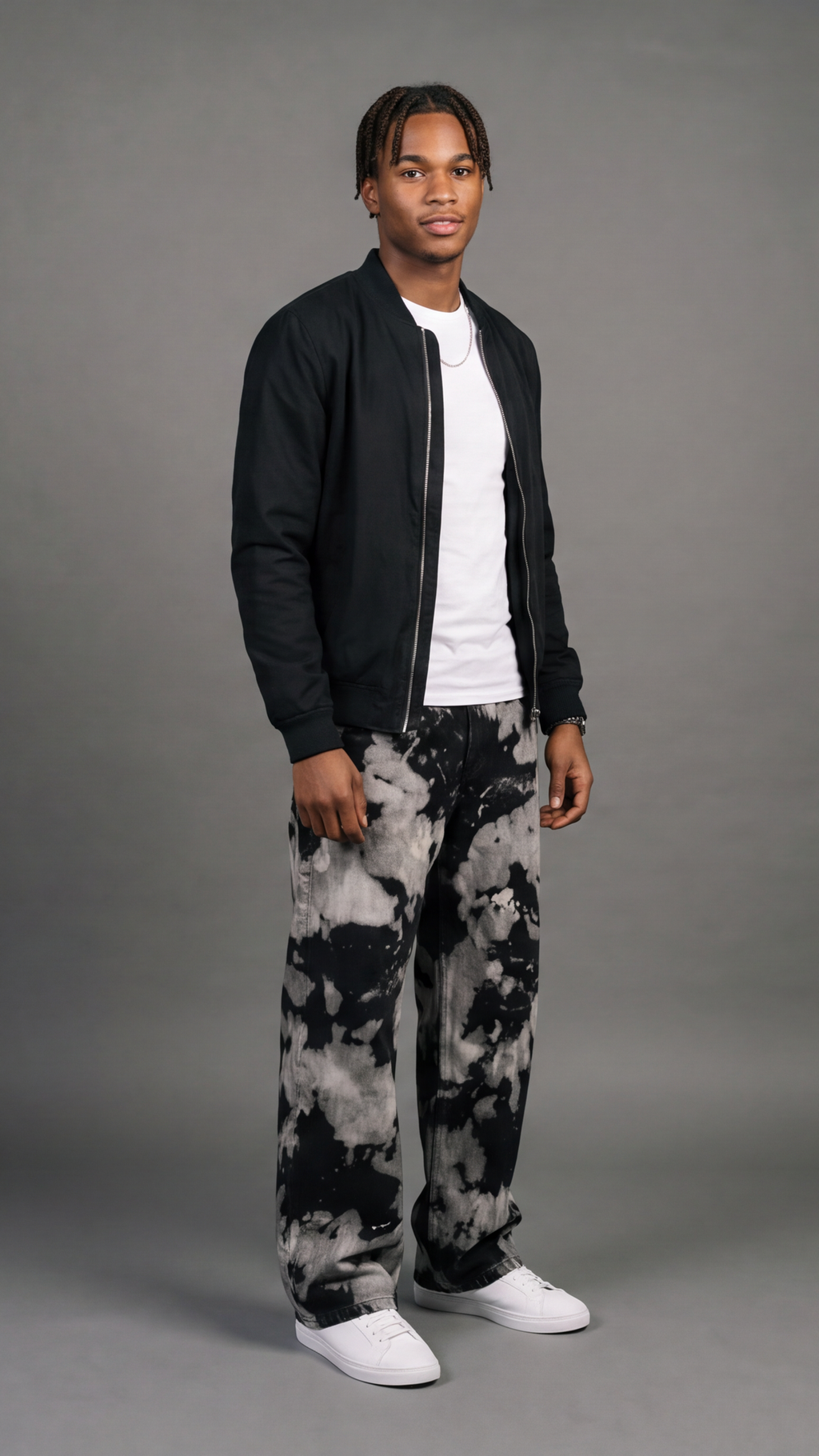 Bleached Tie-Dye Wide Leg Jeans - side