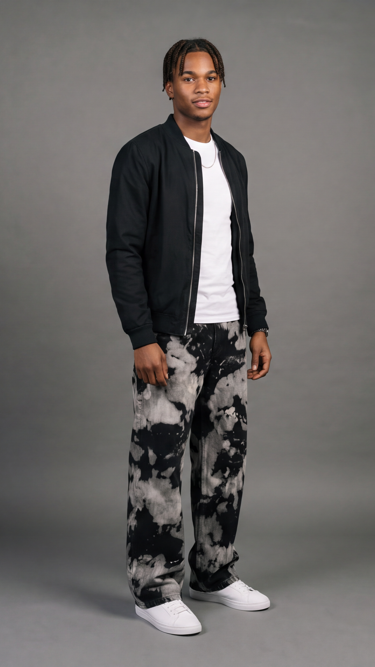 Bleached Tie-Dye Wide Leg Jeans - side