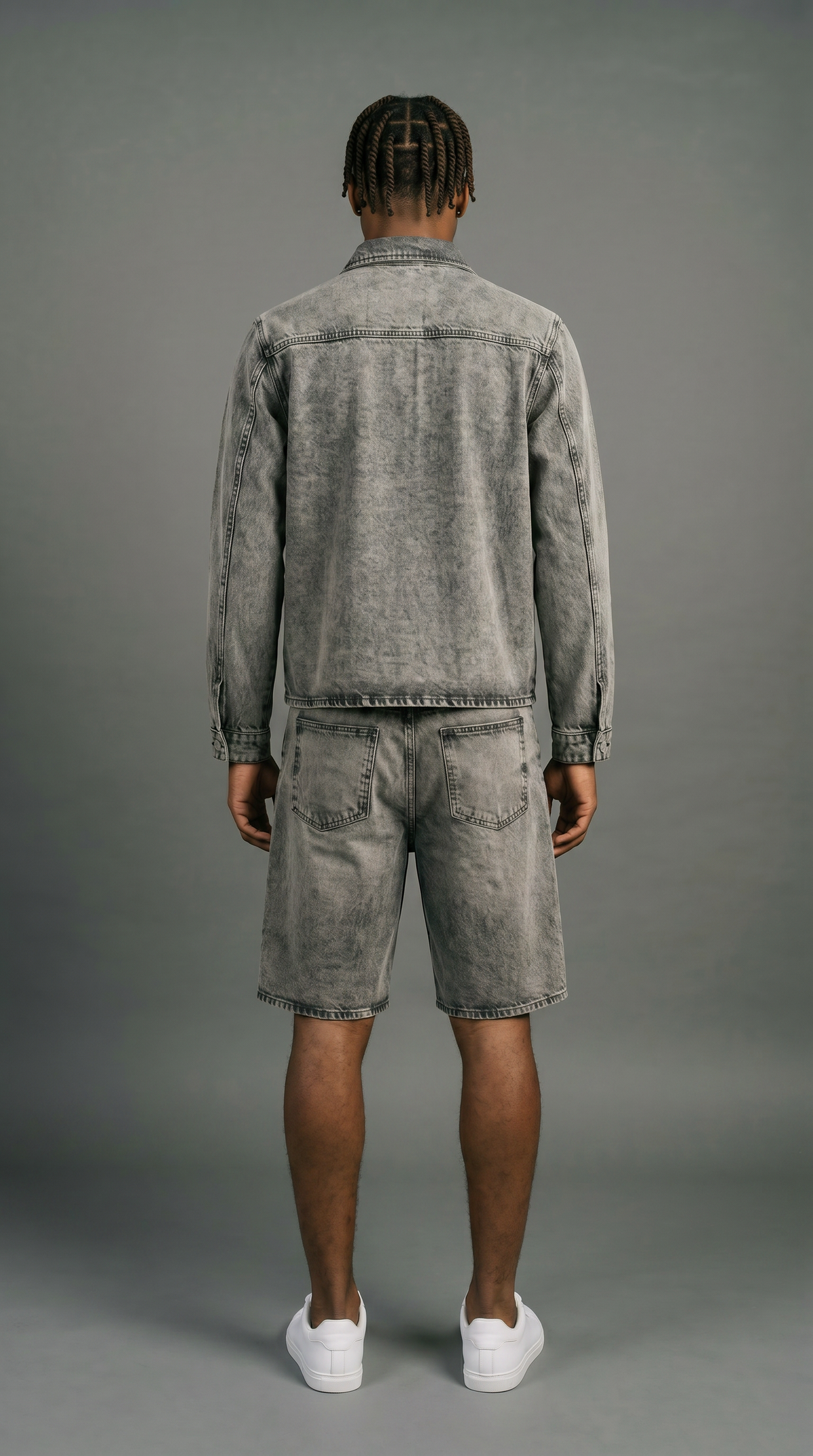 Washed Zip Set with Shorts - back