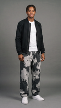 Bleached Tie-Dye Baggy Jeans - Black/White