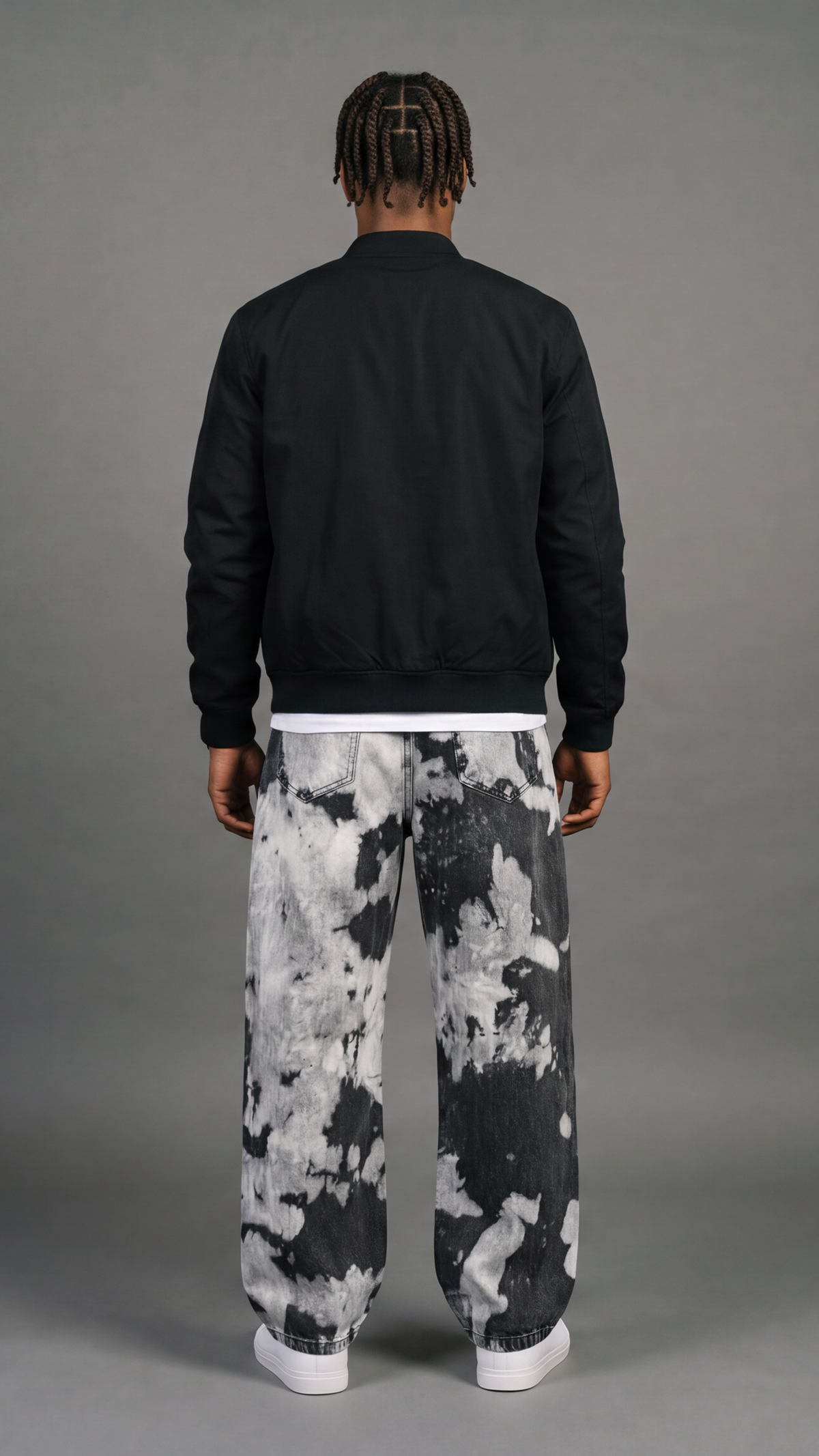 Bleached Tie-Dye Baggy Jeans - back view