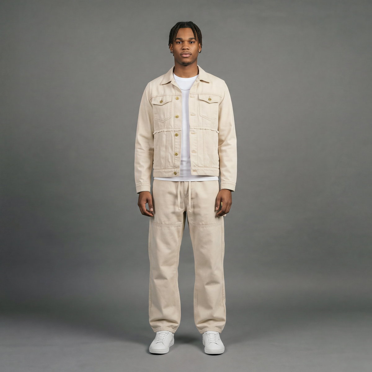 Ecru denim set, ZERO GRAIN