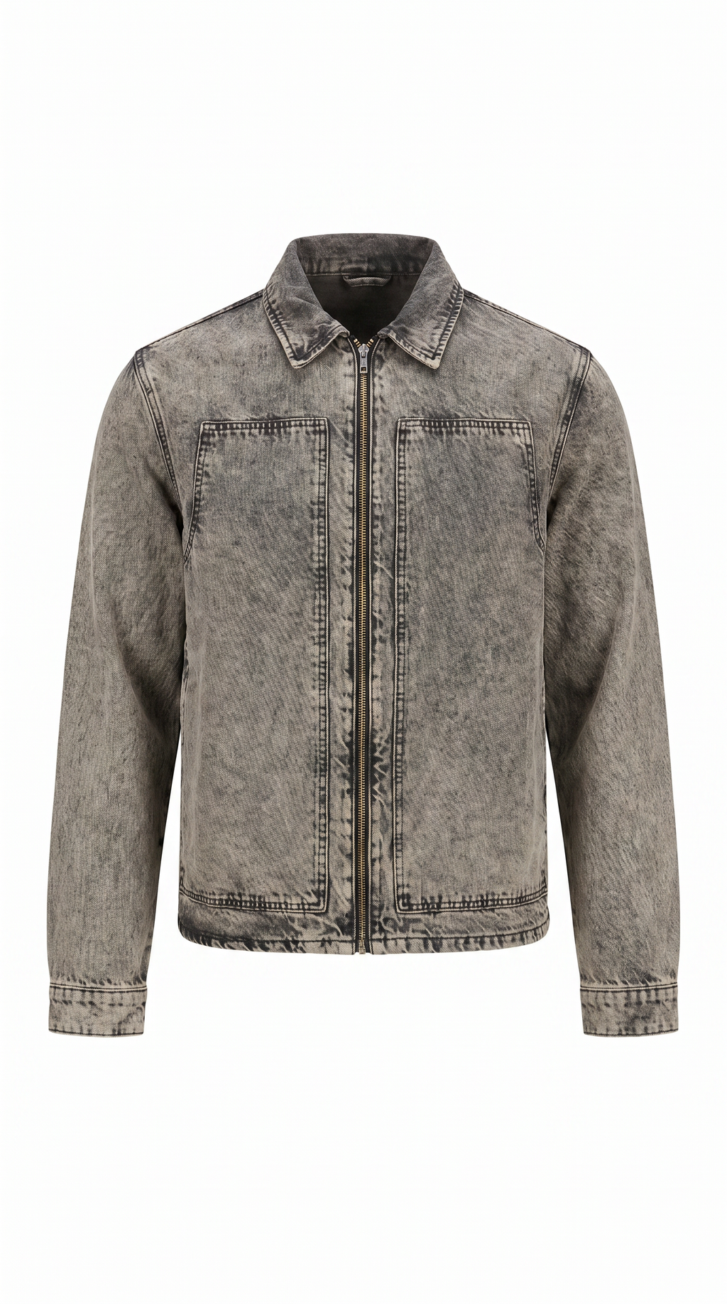 Washed Zip Set with Shorts - zip jacket detail