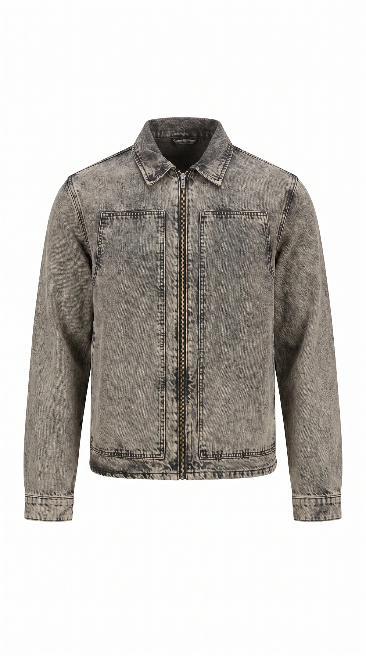 Washed Zip Set with Shorts - zip jacket detail