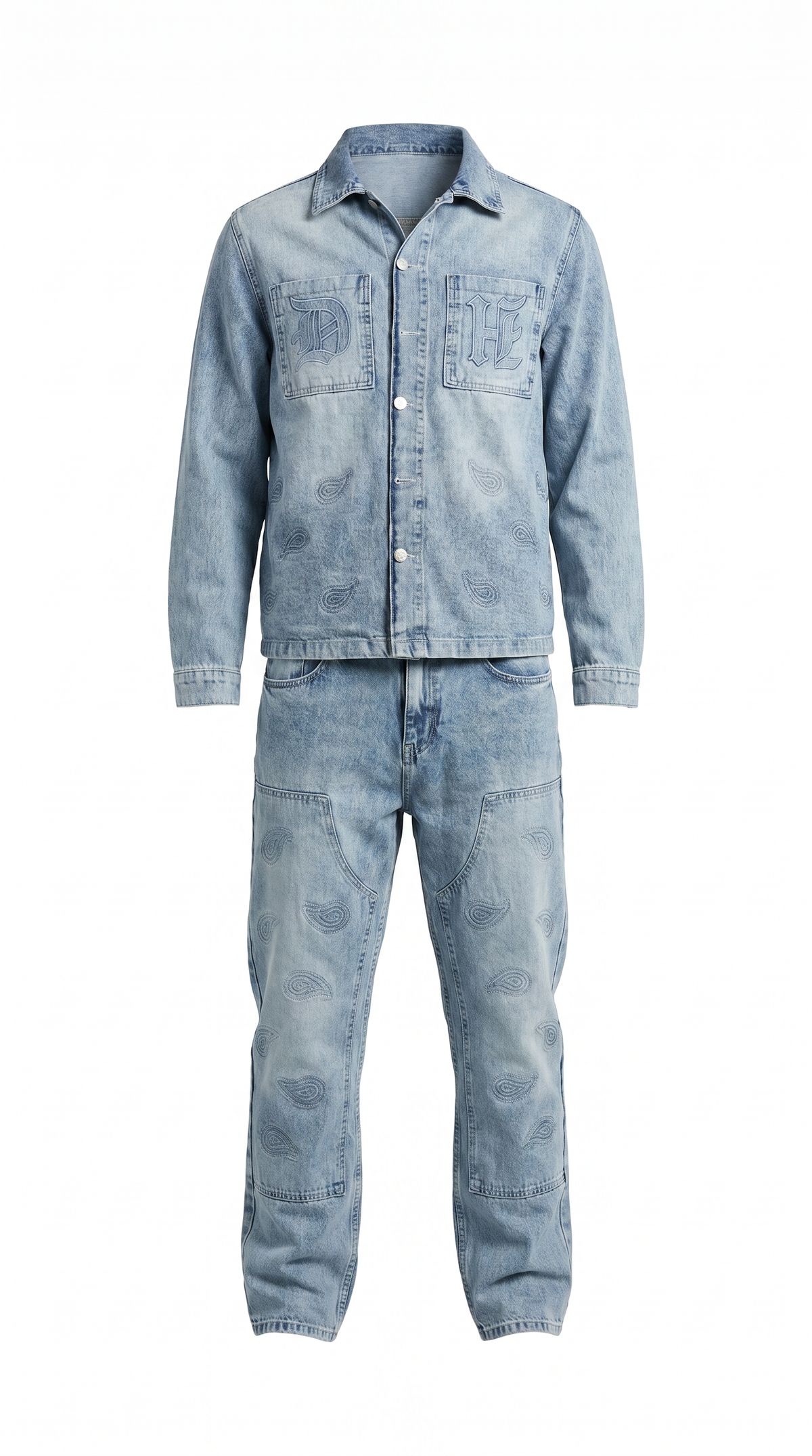 Paisley Embroidery Set - denim shirt and jeans