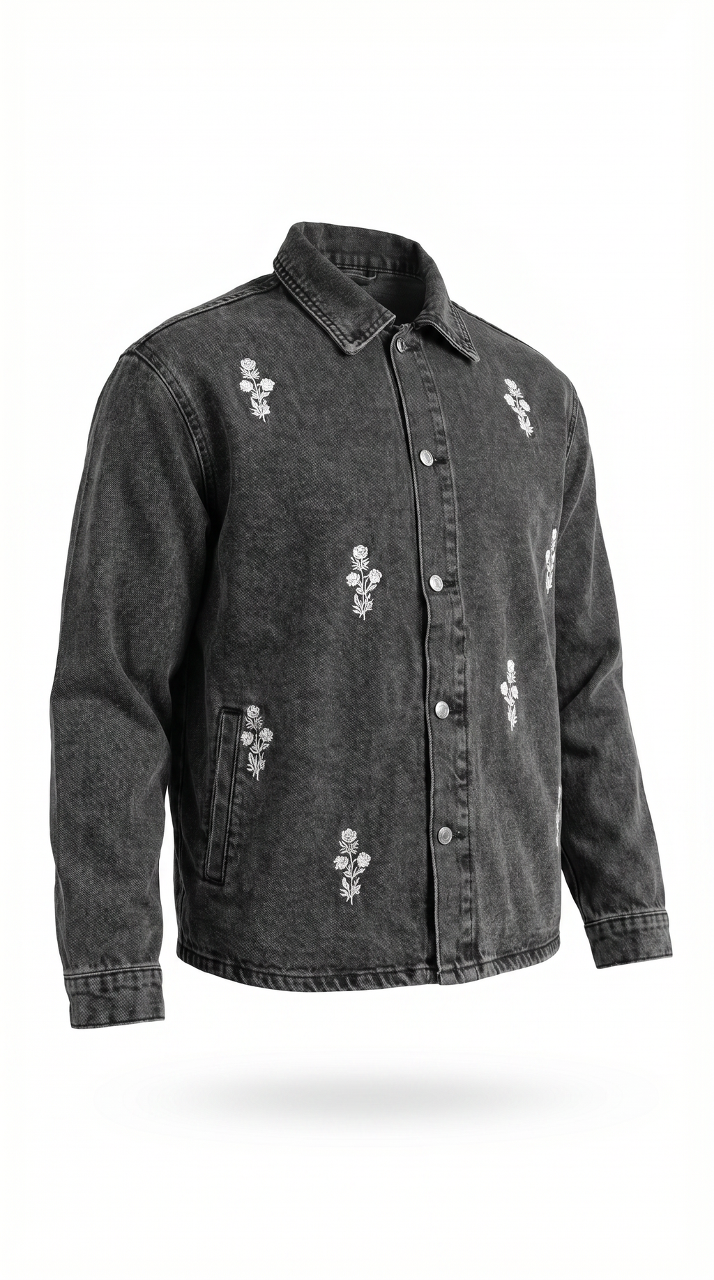 Floral Embroidery Set - white floral embroidery jacket detail