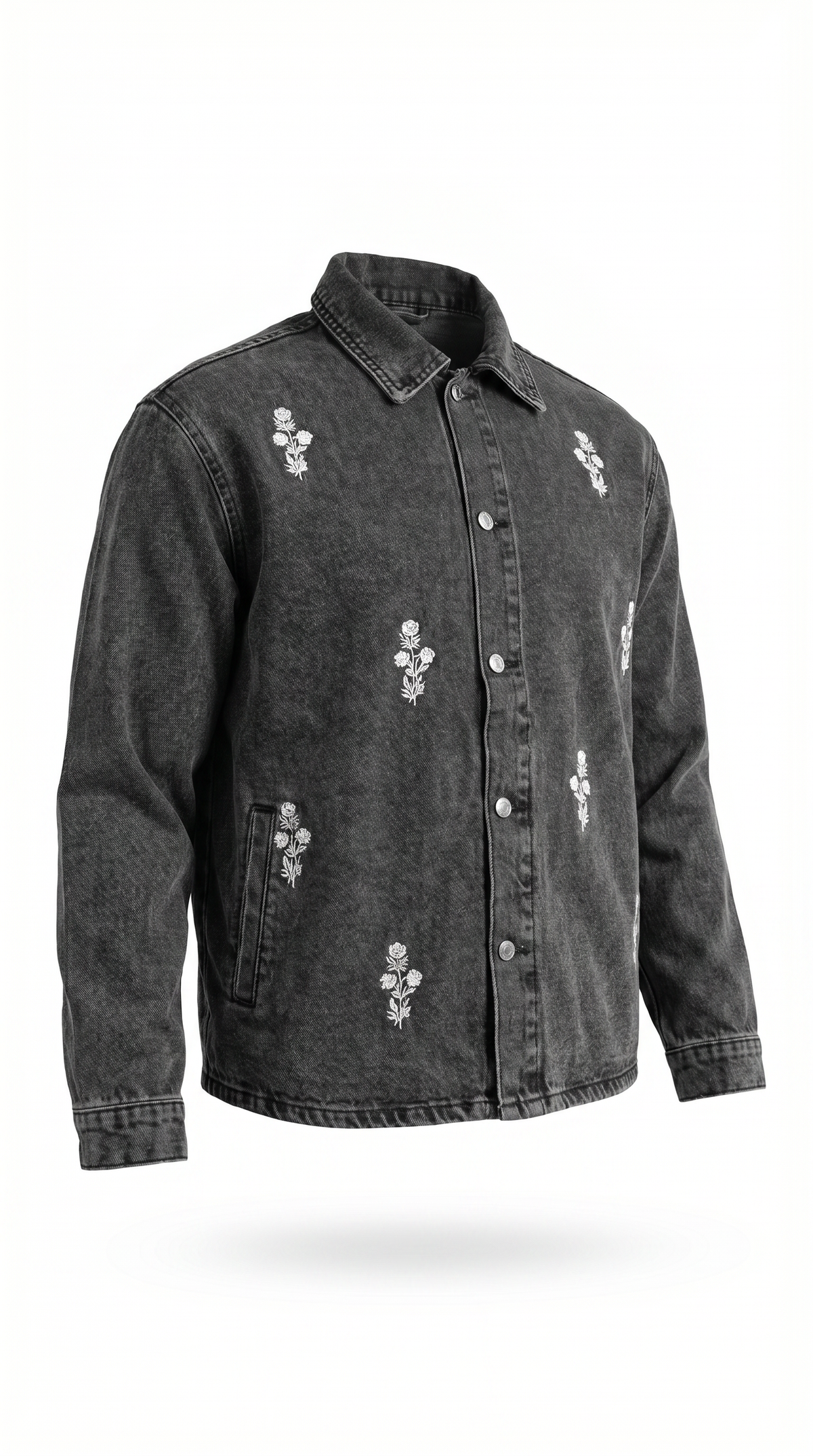 Floral Embroidery Set - white floral embroidery jacket detail